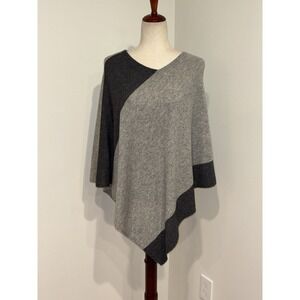 +BERYLL 100% cashmere color block poncho sweater Gray, Dk Gray One Size